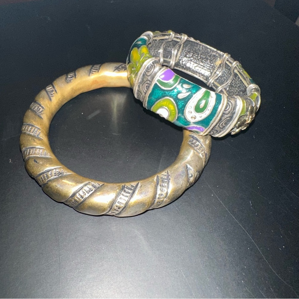 Two bracelets, boho bangle and stretchy bracelet